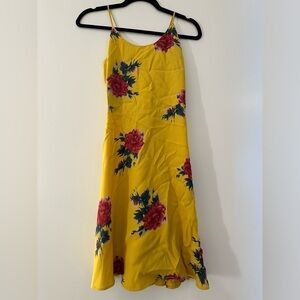 Privacy please yellow floral dress, worn once at a wedding size medium